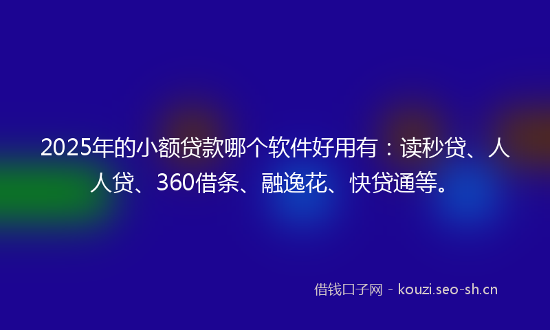 2025年的小额贷款哪个软件好用有：读秒贷、人人贷、360借条、融逸花、快贷通等。
