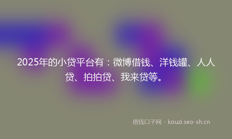 2025年的小贷平台有：微博借钱、洋钱罐、人人贷、拍拍贷、我来贷等。