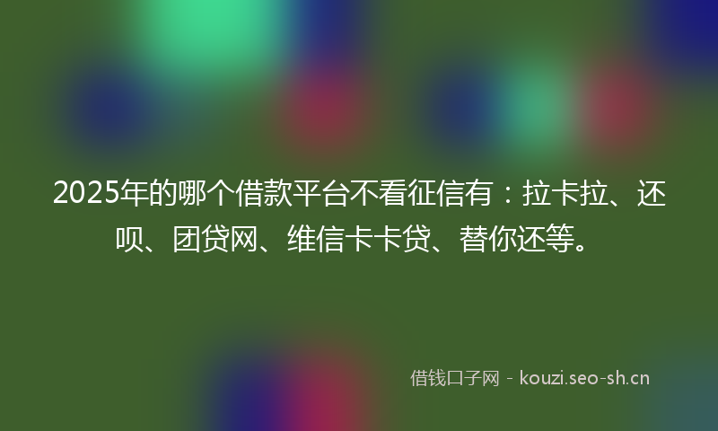 2025年的哪个借款平台不看征信有:拉卡拉、还呗、团贷网、维信卡卡贷、替你还等。
