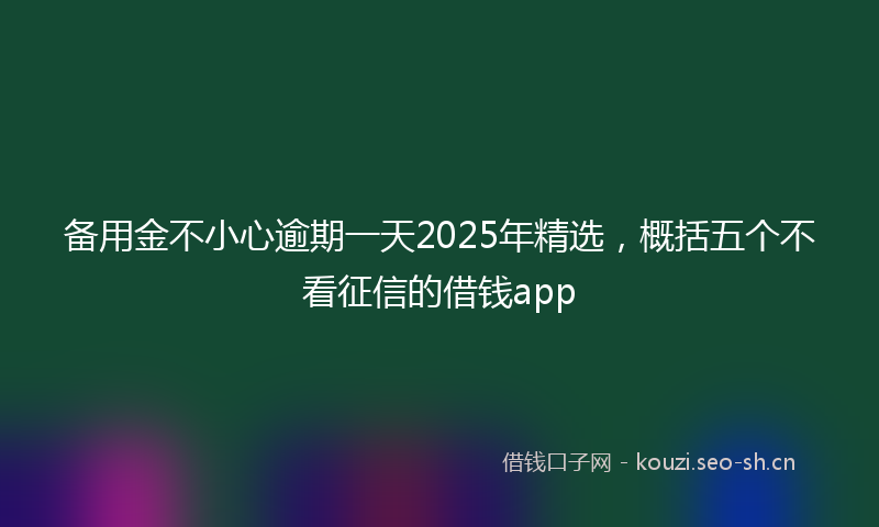 备用金不小心逾期一天2025年精选，概括五个不看征信的借钱app