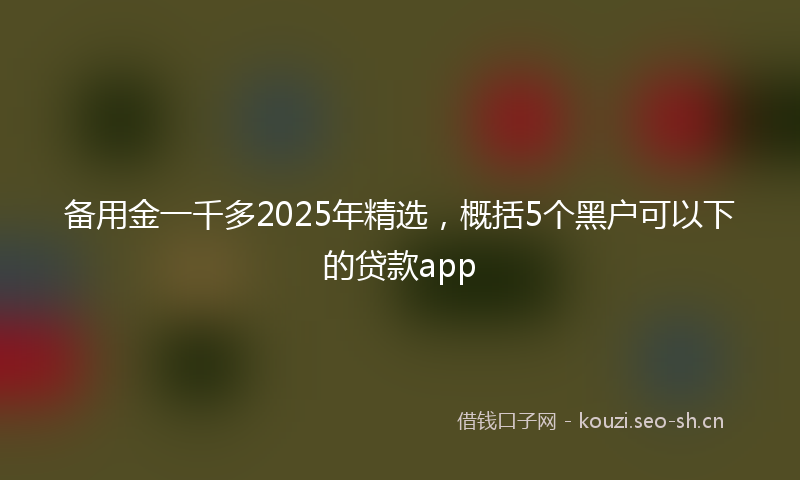 备用金一千多2025年精选，概括5个黑户可以下的贷款app
