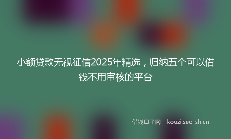 小额贷款无视征信2025年精选，归纳五个可以借钱不用审核的平台