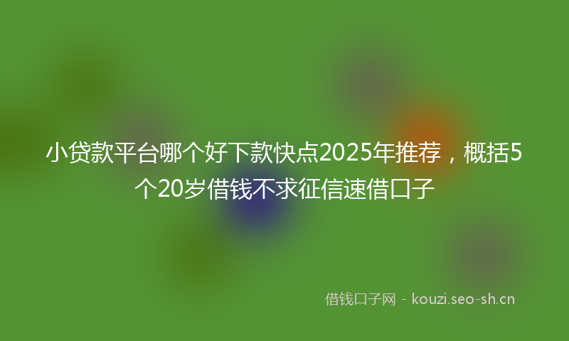 小贷款平台哪个好下款快点2025年推荐，概括5个20岁借钱不求征信速借口子