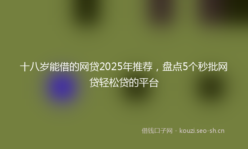 十八岁能借的网贷2025年推荐，盘点5个秒批网贷轻松贷的平台