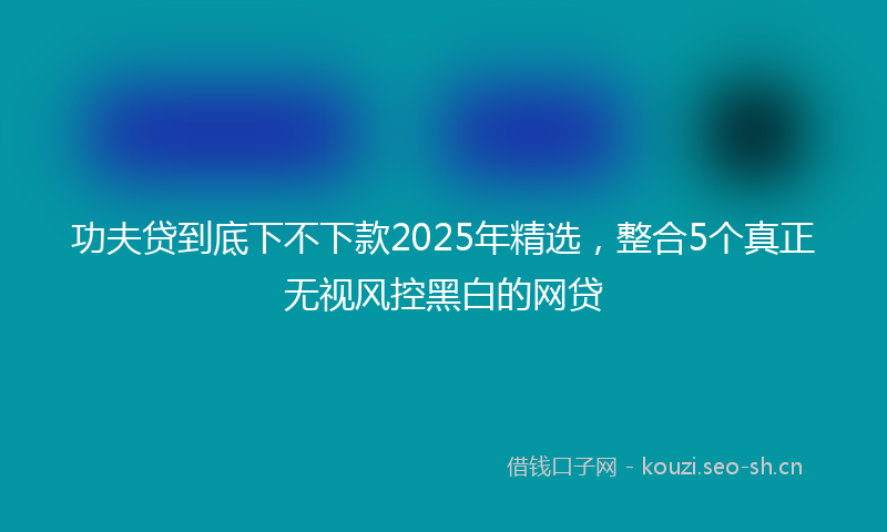 功夫贷到底下不下款2025年精选，整合5个真正无视风控黑白的网贷