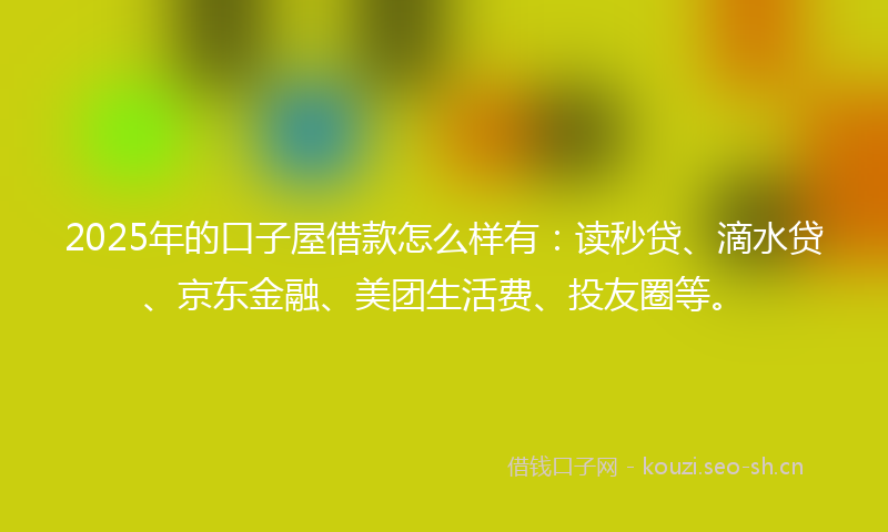 2025年的口子屋借款怎么样有：读秒贷、滴水贷、京东金融、美团生活费、投友圈等。