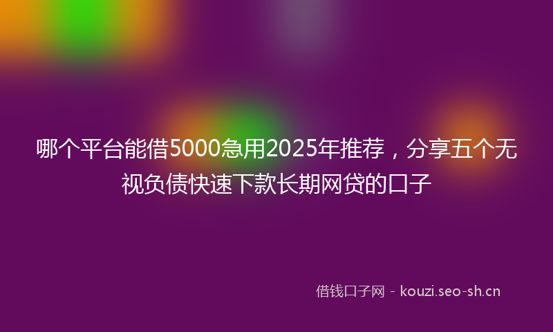 哪个平台能借5000急用2025年推荐，分享五个无视负债快速下款长期网贷的口子