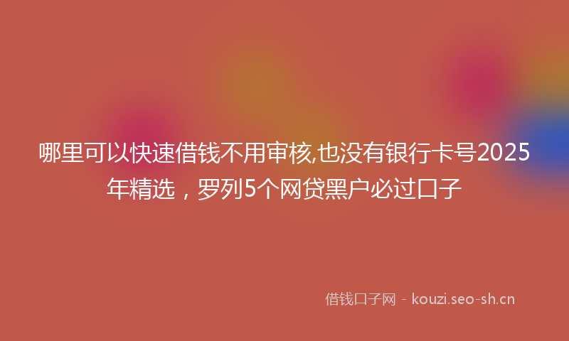哪里可以快速借钱不用审核,也没有银行卡号2025年精选，罗列5个网贷黑户必过口子