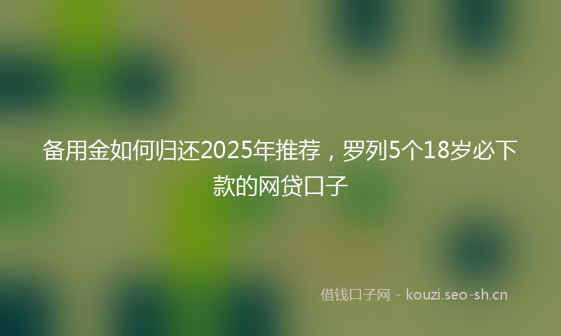 备用金如何归还2025年推荐，罗列5个18岁必下款的网贷口子