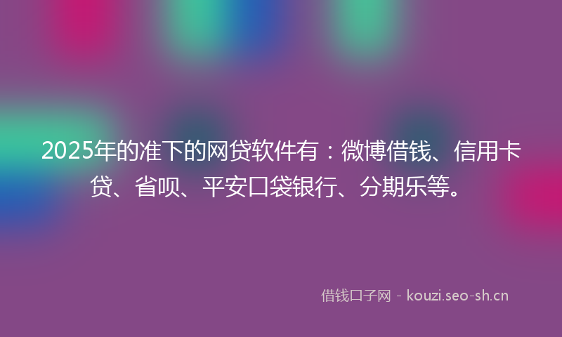 2025年的准下的网贷软件有：微博借钱、信用卡贷、省呗、平安口袋银行、分期乐等。