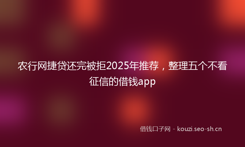 农行网捷贷还完被拒2025年推荐，整理五个不看征信的借钱app