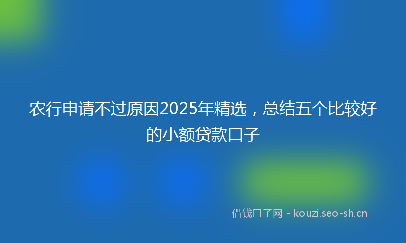农行申请不过原因2025年精选，总结五个比较好的小额贷款口子
