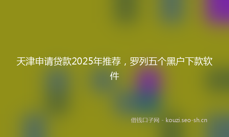 天津申请贷款2025年推荐，罗列五个黑户下款软件