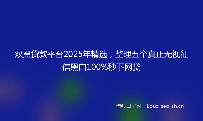 双黑贷款平台2025年精选，整理五个真正无视征信黑白100%秒下网贷
