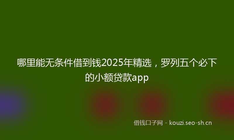 哪里能无条件借到钱2025年精选，罗列五个必下的小额贷款app