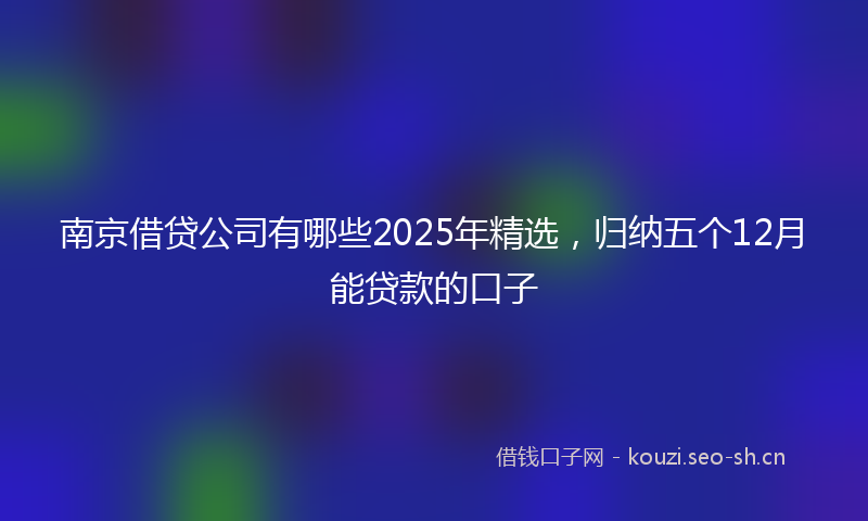 南京借贷公司有哪些2025年精选，归纳五个12月能贷款的口子
