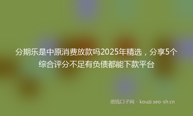 分期乐是中原消费放款吗2025年精选，分享5个综合评分不足有负债都能下款平台