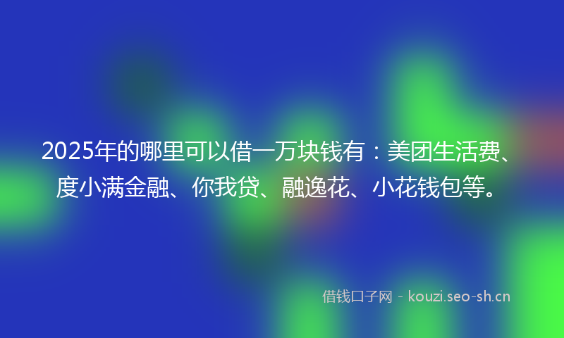 2025年的哪里可以借一万块钱有：美团生活费、度小满金融、你我贷、融逸花、小花钱包等。