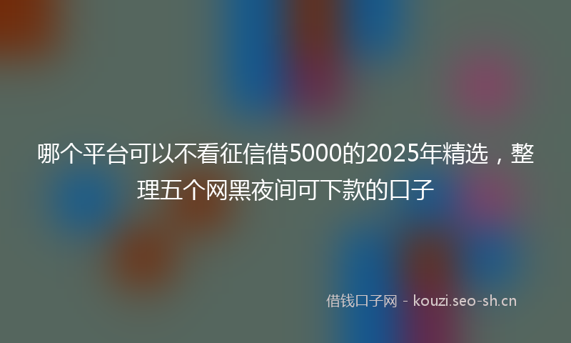 哪个平台可以不看征信借5000的2025年精选，整理五个网黑夜间可下款的口子