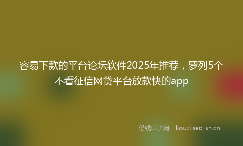 容易下款的平台论坛软件2025年推荐，罗列5个不看征信网贷平台放款快的app