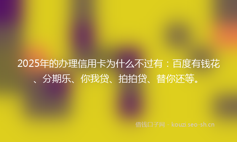 2025年的办理信用卡为什么不过有：百度有钱花、分期乐、你我贷、拍拍贷、替你还等。