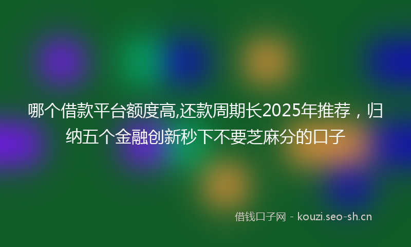 哪个借款平台额度高,还款周期长2025年推荐，归纳五个金融创新秒下不要芝麻分的口子
