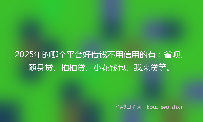 2025年的哪个平台好借钱不用信用的有：省呗、随身贷、拍拍贷、小花钱包、我来贷等。