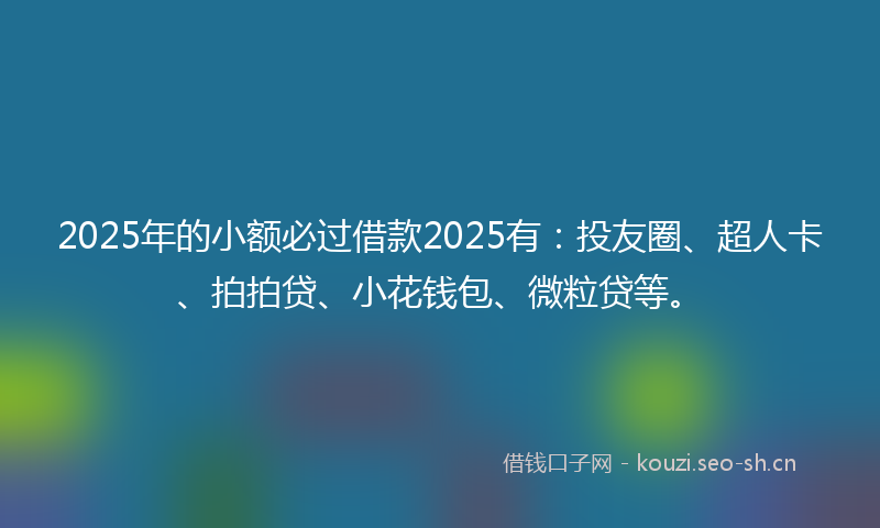 2025年的小额必过借款2025有：投友圈、超人卡、拍拍贷、小花钱包、微粒贷等。