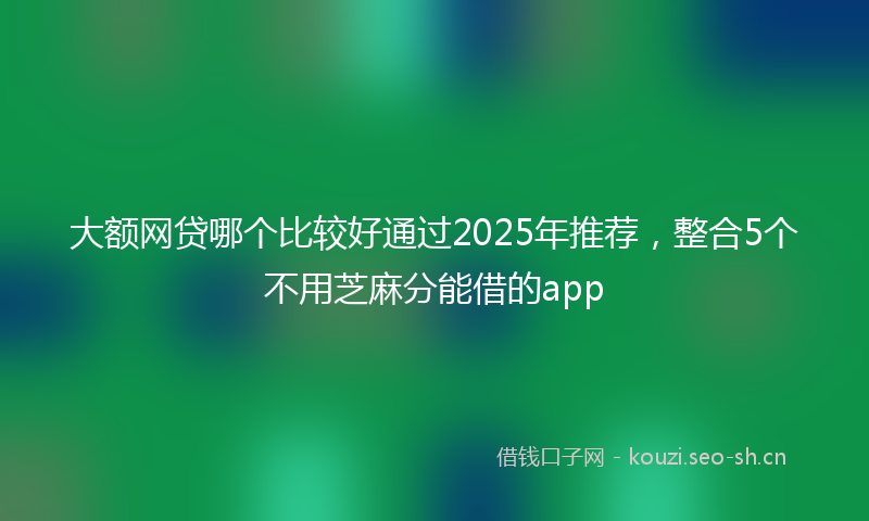 大额网贷哪个比较好通过2025年推荐，整合5个不用芝麻分能借的app