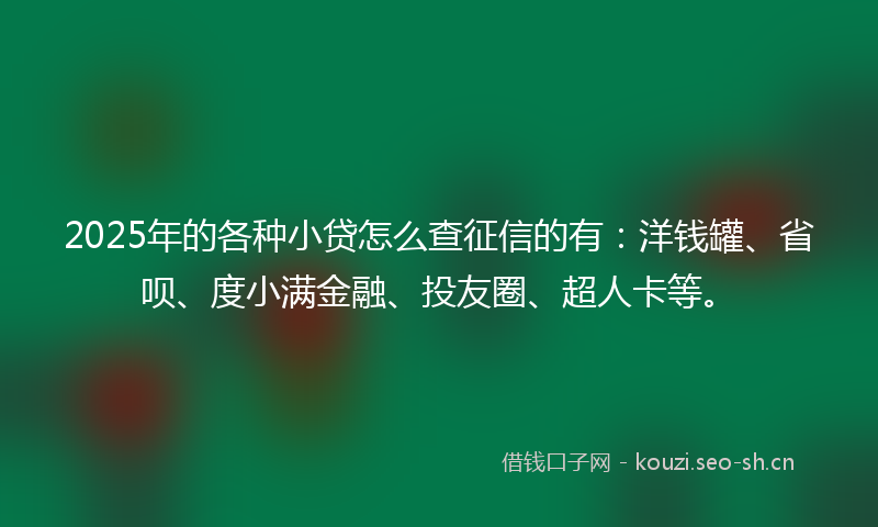 2025年的各种小贷怎么查征信的有：洋钱罐、省呗、度小满金融、投友圈、超人卡等。