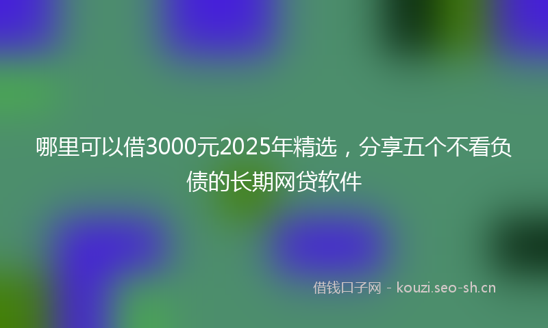 哪里可以借3000元2025年精选，分享五个不看负债的长期网贷软件