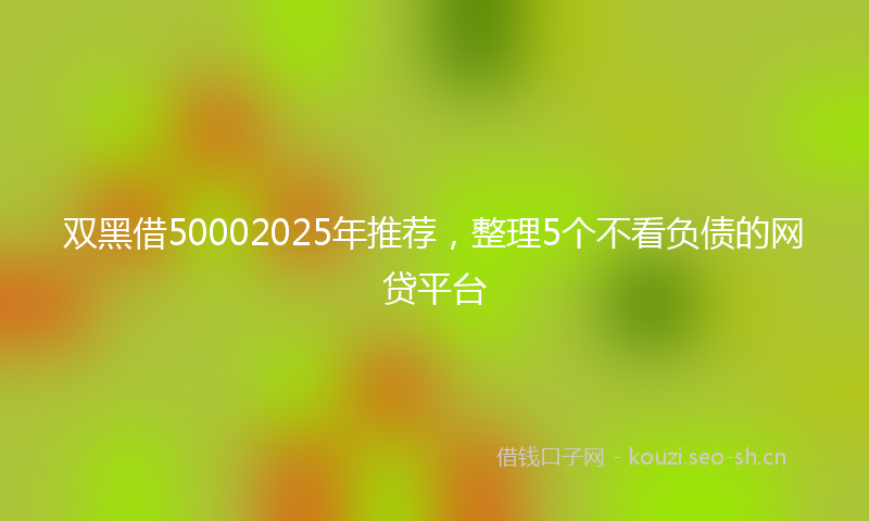 双黑借50002025年推荐，整理5个不看负债的网贷平台