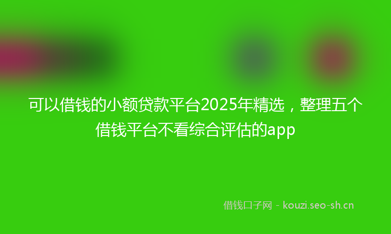 可以借钱的小额贷款平台2025年精选，整理五个借钱平台不看综合评估的app