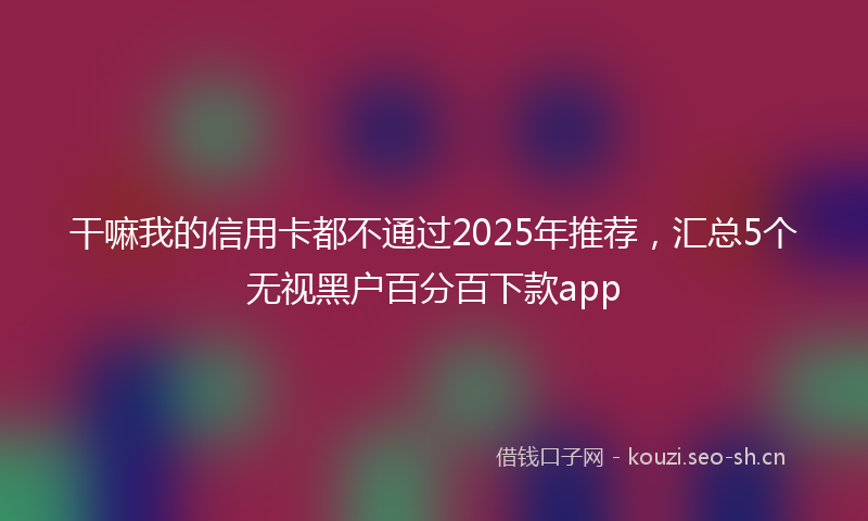 干嘛我的信用卡都不通过2025年推荐，汇总5个无视黑户百分百下款app