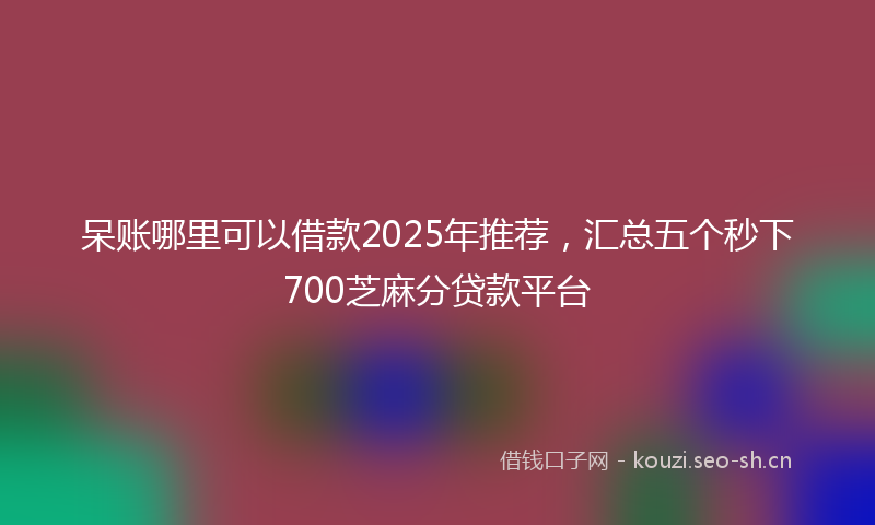 呆账哪里可以借款2025年推荐,汇总五个秒下700芝麻分贷款平台