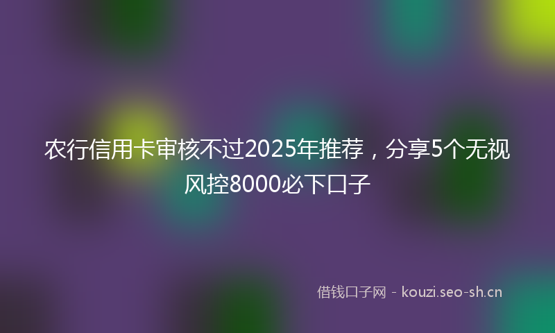 农行信用卡审核不过2025年推荐，分享5个无视风控8000必下口子