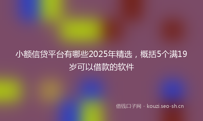 小额信贷平台有哪些2025年精选，概括5个满19岁可以借款的软件