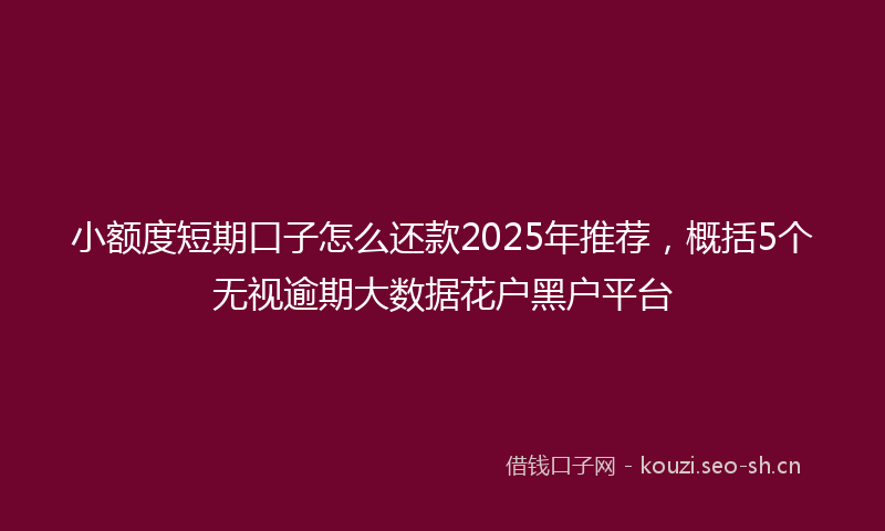 小额度短期口子怎么还款2025年推荐，概括5个无视逾期大数据花户黑户平台