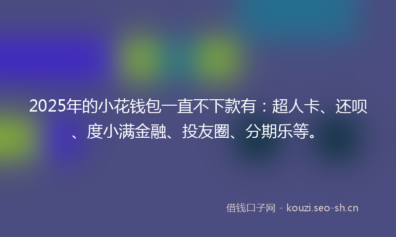 2025年的小花钱包一直不下款有：超人卡、还呗、度小满金融、投友圈、分期乐等。