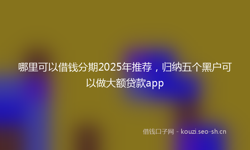 哪里可以借钱分期2025年推荐,归纳五个黑户可以做大额贷款app