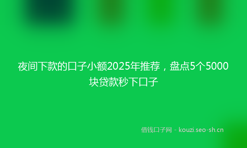 夜间下款的口子小额2025年推荐，盘点5个5000块贷款秒下口子