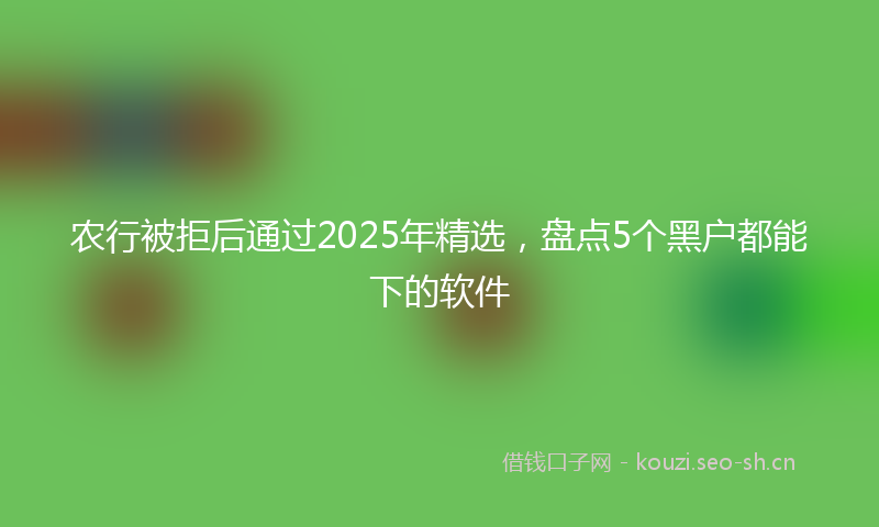 农行被拒后通过2025年精选，盘点5个黑户都能下的软件