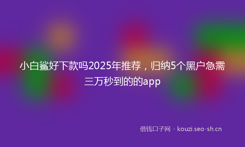 小白鲨好下款吗2025年推荐，归纳5个黑户急需三万秒到的的app