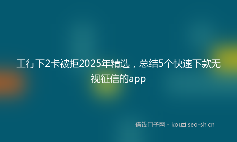工行下2卡被拒2025年精选，总结5个快速下款无视征信的app