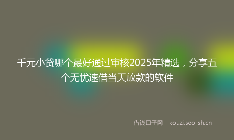 千元小贷哪个最好通过审核2025年精选，分享五个无忧速借当天放款的软件