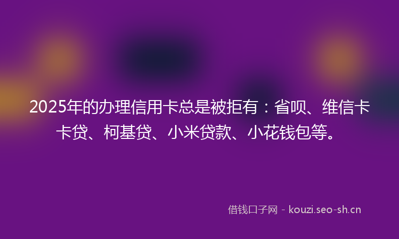 2025年的办理信用卡总是被拒有：省呗、维信卡卡贷、柯基贷、小米贷款、小花钱包等。