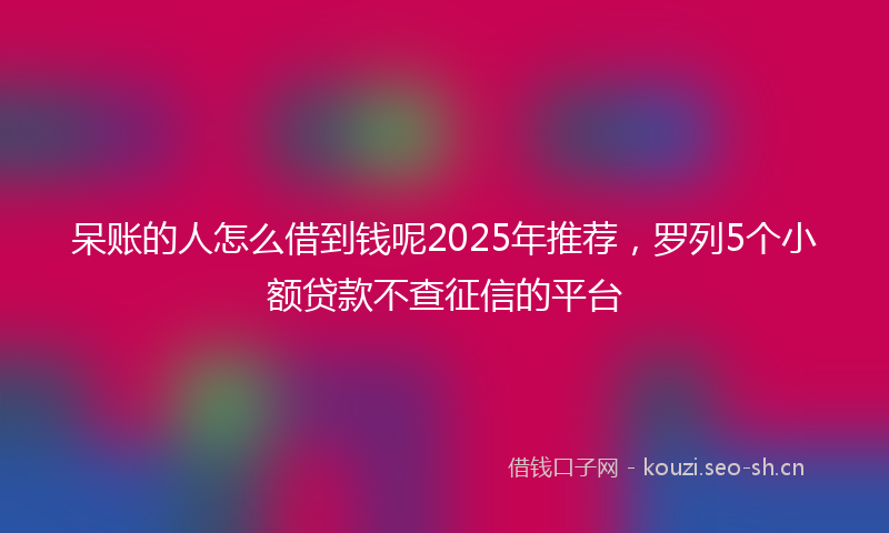 呆账的人怎么借到钱呢2025年推荐，罗列5个小额贷款不查征信的平台