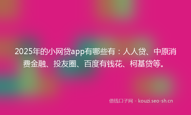 2025年的小网贷app有哪些有：人人贷、中原消费金融、投友圈、百度有钱花、柯基贷等。