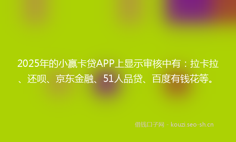 2025年的小赢卡贷APP上显示审核中有：拉卡拉、还呗、京东金融、51人品贷、百度有钱花等。