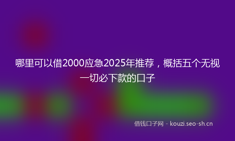 哪里可以借2000应急2025年推荐，概括五个无视一切必下款的口子